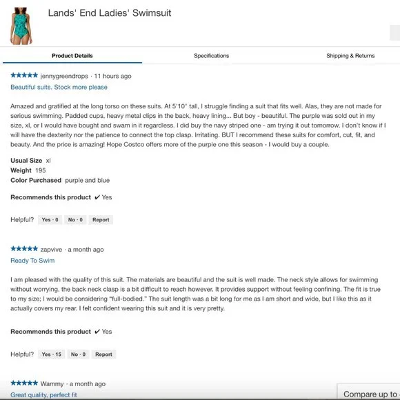 🌸 NWT Lands' End Swimsuit in Emerald Palm Foliage (SIZE M) - Picture 8 of 12